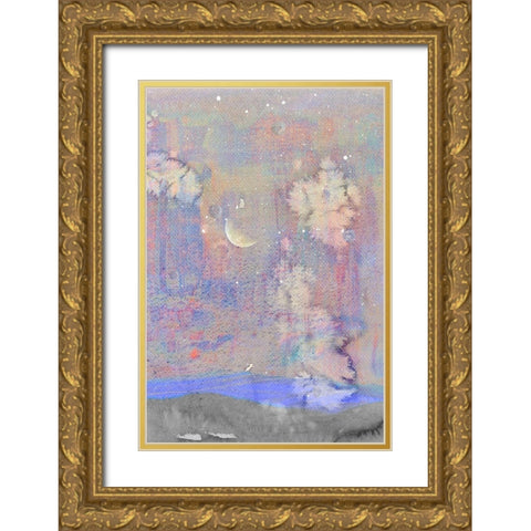 Silvery Moon I Gold Ornate Wood Framed Art Print with Double Matting by Ludwig, Alicia