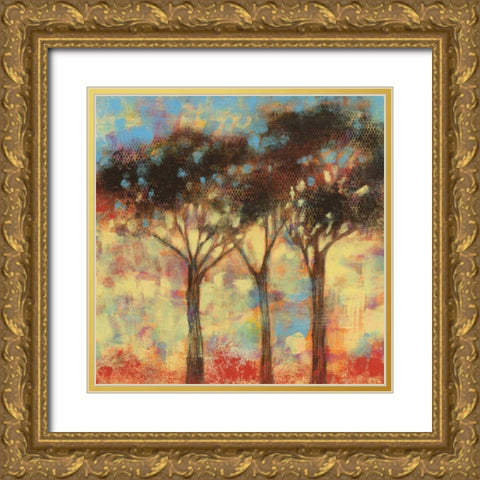 Kaleidoscope Trees I Gold Ornate Wood Framed Art Print with Double Matting by Goldberger, Jennifer