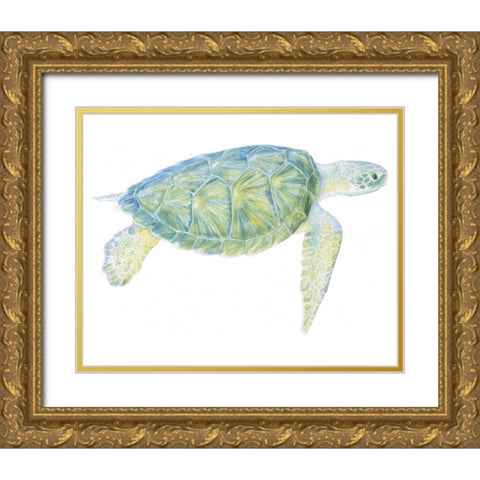 Tranquil Sea Turtle I Gold Ornate Wood Framed Art Print with Double Matting by Meagher, Megan