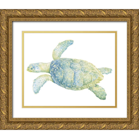 Tranquil Sea Turtle II Gold Ornate Wood Framed Art Print with Double Matting by Meagher, Megan
