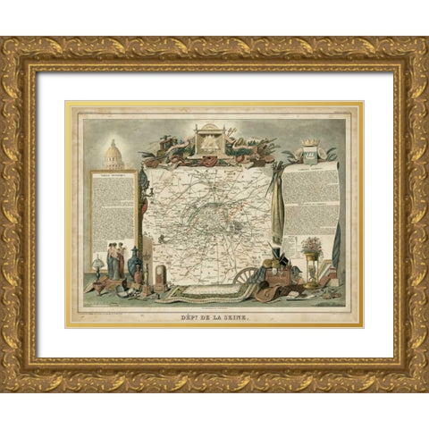 Atlas Nationale Illustre I Gold Ornate Wood Framed Art Print with Double Matting by Levasseur, Victor