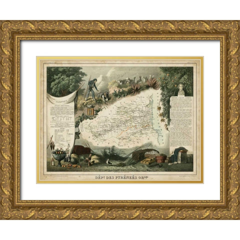 Atlas Nationale Illustre V Gold Ornate Wood Framed Art Print with Double Matting by Levasseur, Victor