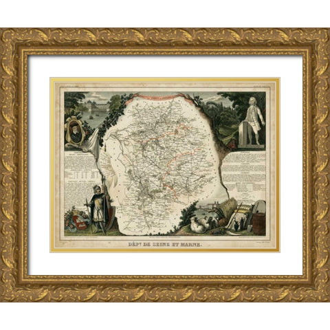 Atlas Nationale Illustre VI Gold Ornate Wood Framed Art Print with Double Matting by Levasseur, Victor
