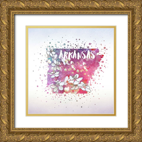 Arkansas State Flower (Apple Blossom) Gold Ornate Wood Framed Art Print with Double Matting by Inner Circle