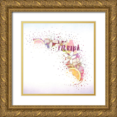 Florida State Flower (Orange Blossom) Gold Ornate Wood Framed Art Print with Double Matting by Inner Circle