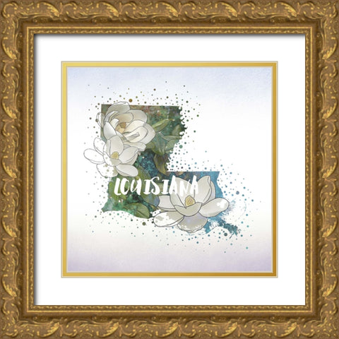 Louisiana State Flower (Magnolia) Gold Ornate Wood Framed Art Print with Double Matting by Inner Circle