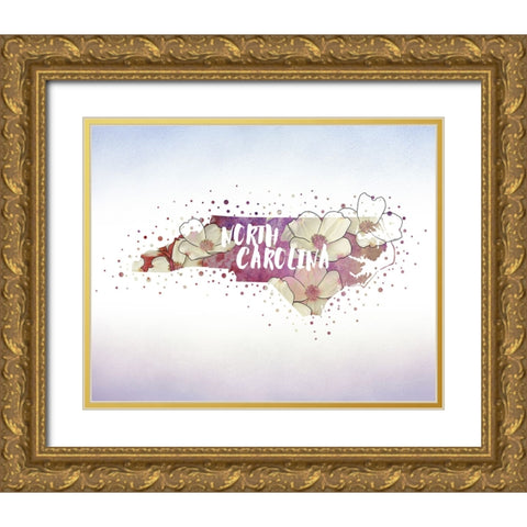 North Carolina State Flower (American Dogwood) Gold Ornate Wood Framed Art Print with Double Matting by Inner Circle