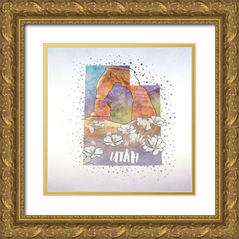 Utah State Flower (Sego Lily) Gold Ornate Wood Framed Art Print with Double Matting by Inner Circle