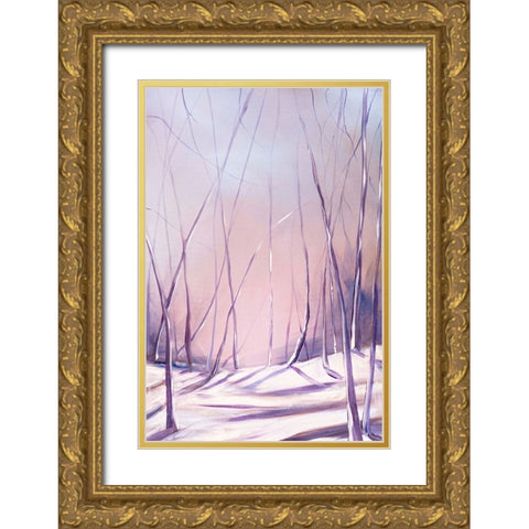 Lilac Snowfall Gold Ornate Wood Framed Art Print with Double Matting by Circle Art Group