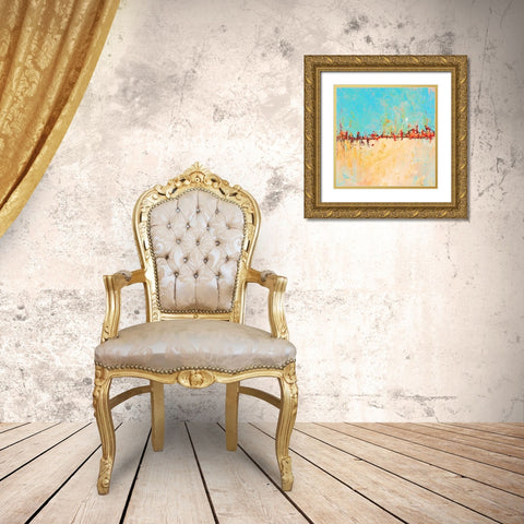 Red Horizon Gold Ornate Wood Framed Art Print with Double Matting by Circle Art Group