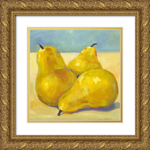Tres Pears Gold Ornate Wood Framed Art Print with Double Matting by OToole, Tim