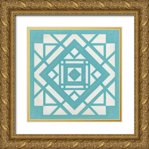 Modern Quilt II Gold Ornate Wood Framed Art Print with Double Matting by Vess, June Erica