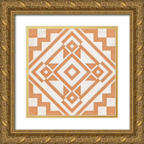 Modern Quilt V Gold Ornate Wood Framed Art Print with Double Matting by Vess, June Erica