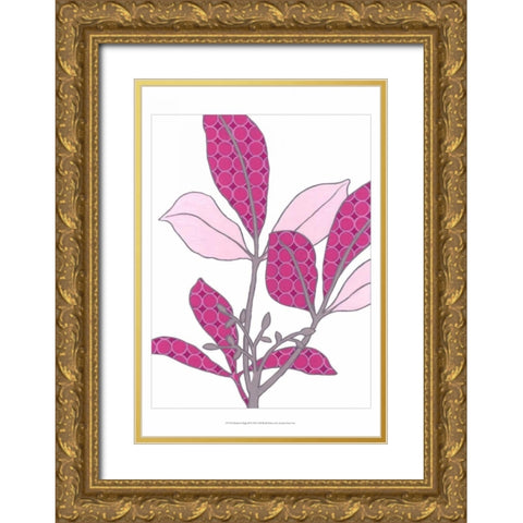 Modern Foliage III Gold Ornate Wood Framed Art Print with Double Matting by Vess, June Erica