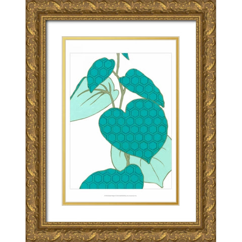 Modern Foliage IV Gold Ornate Wood Framed Art Print with Double Matting by Vess, June Erica