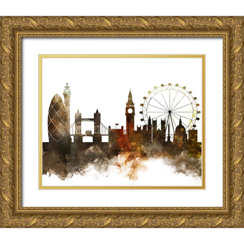London Watercolor Cityscape II Gold Ornate Wood Framed Art Print with Double Matting by Circle Art Group