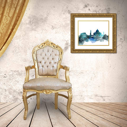 Rome Watercolor Cityscape II Gold Ornate Wood Framed Art Print with Double Matting by Circle Art Group
