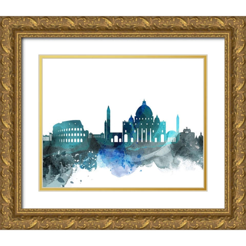 Rome Watercolor Cityscape II Gold Ornate Wood Framed Art Print with Double Matting by Circle Art Group