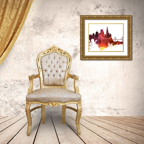 San Francisco Watercolor Cityscape II Gold Ornate Wood Framed Art Print with Double Matting by Circle Art Group