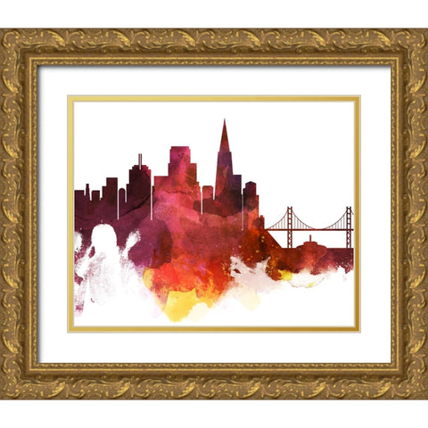 San Francisco Watercolor Cityscape II Gold Ornate Wood Framed Art Print with Double Matting by Circle Art Group