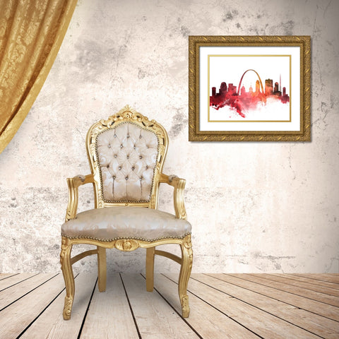 St. Louis Watercolor Cityscape II Gold Ornate Wood Framed Art Print with Double Matting by Circle Art Group