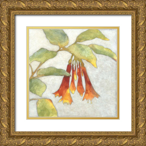 Fuchsia Blooms I Gold Ornate Wood Framed Art Print with Double Matting by Meagher, Megan