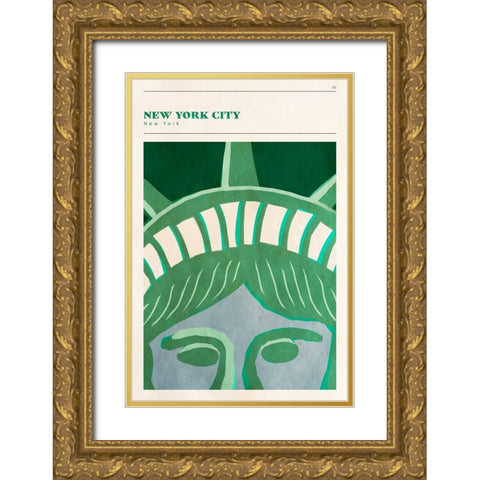 Mid Century City - NYC Gold Ornate Wood Framed Art Print with Double Matting by Circle Art Group
