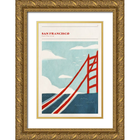 Mid Century City - San Francisco Gold Ornate Wood Framed Art Print with Double Matting by Circle Art Group