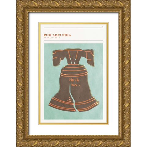 Mid Century City - Philadelphia Gold Ornate Wood Framed Art Print with Double Matting by Circle Art Group