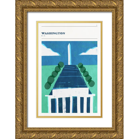 Mid Century City - Washington, DC Gold Ornate Wood Framed Art Print with Double Matting by Circle Art Group