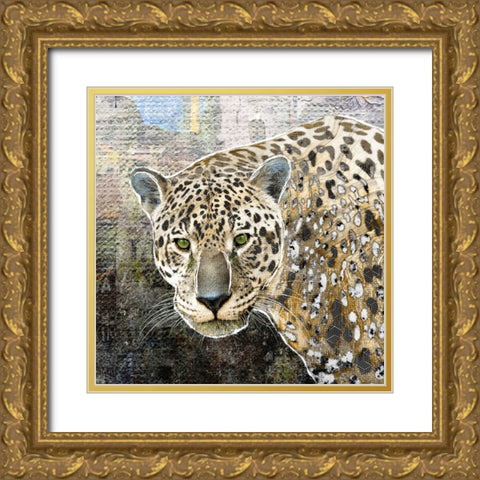 Pop Art - Jaguar Gold Ornate Wood Framed Art Print with Double Matting by Inner Circle
