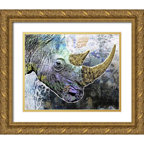 Pop Art - Rhino Gold Ornate Wood Framed Art Print with Double Matting by Inner Circle