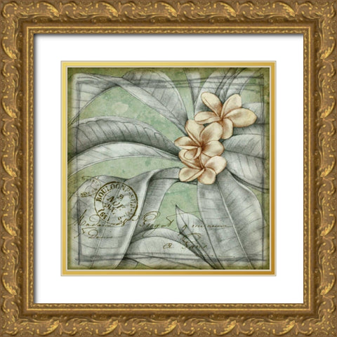 Postmark Tropicals I Gold Ornate Wood Framed Art Print with Double Matting by Goldberger, Jennifer