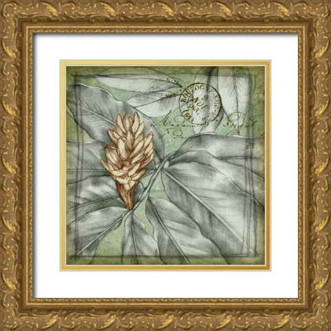 Postmark Tropicals II Gold Ornate Wood Framed Art Print with Double Matting by Goldberger, Jennifer