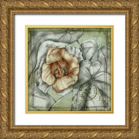 Postmark Tropicals IV Gold Ornate Wood Framed Art Print with Double Matting by Goldberger, Jennifer