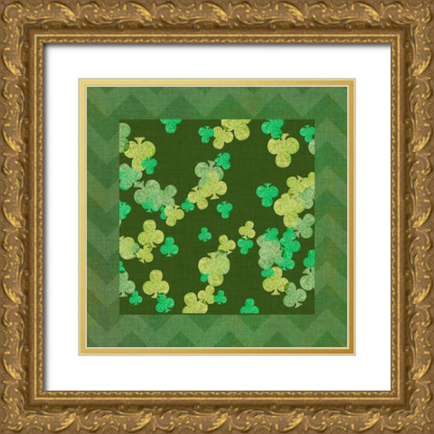 St. Pattys Collection J Gold Ornate Wood Framed Art Print with Double Matting by Vision Studio