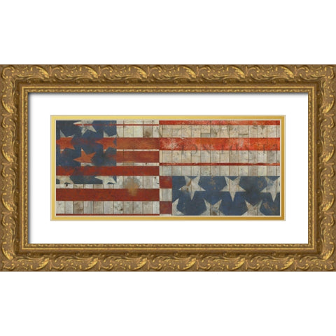 American Quilt H Gold Ornate Wood Framed Art Print with Double Matting by Vision Studio