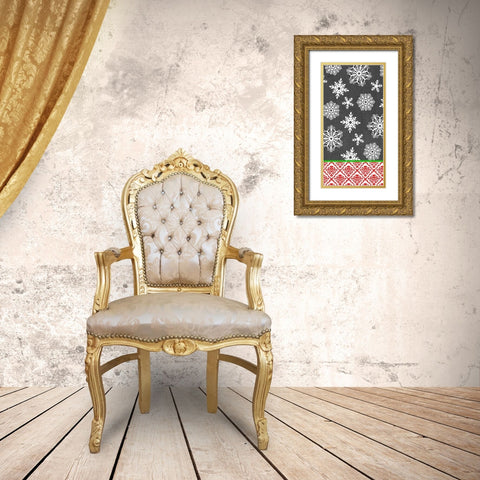 Let it Snow Collection B Gold Ornate Wood Framed Art Print with Double Matting by Vess, June Erica