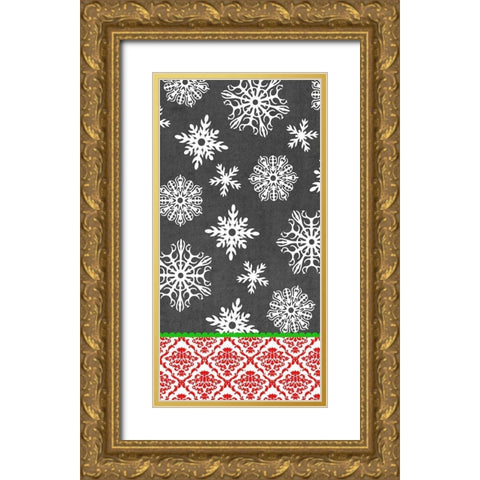 Let it Snow Collection B Gold Ornate Wood Framed Art Print with Double Matting by Vess, June Erica