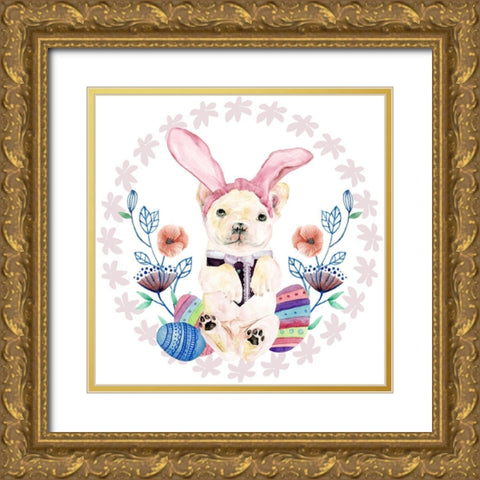 Easter Pups Collection C Gold Ornate Wood Framed Art Print with Double Matting by Wang, Melissa