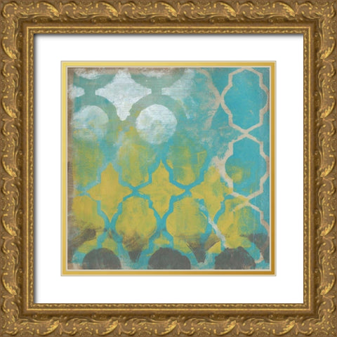 Neo Lattice II Gold Ornate Wood Framed Art Print with Double Matting by Vess, June Erica