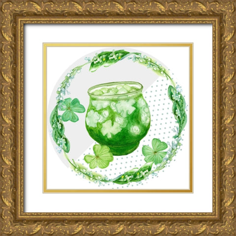 St. Patricks Day Collection E Gold Ornate Wood Framed Art Print with Double Matting by Wang, Melissa
