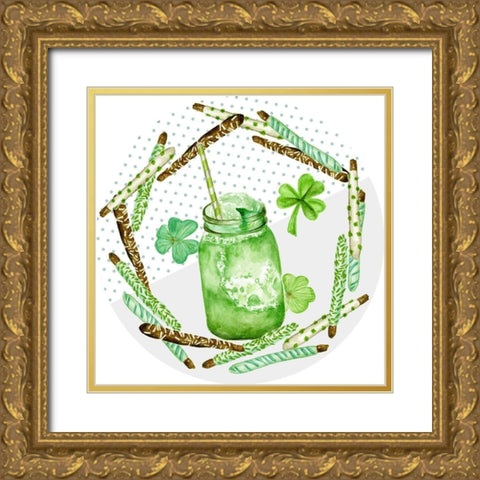 St. Patricks Day Collection F Gold Ornate Wood Framed Art Print with Double Matting by Wang, Melissa