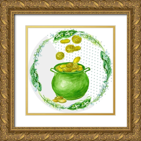 St. Patricks Day Collection G Gold Ornate Wood Framed Art Print with Double Matting by Wang, Melissa