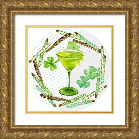 St. Patricks Day Collection H Gold Ornate Wood Framed Art Print with Double Matting by Wang, Melissa