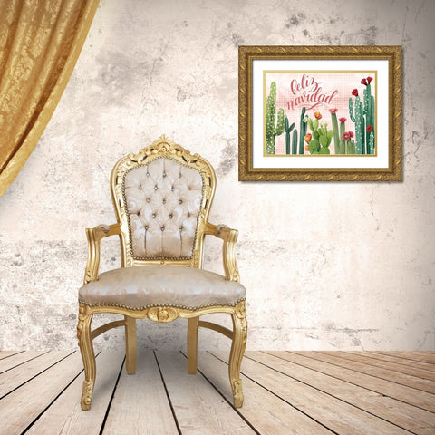 Christmas Cactus Collection A Gold Ornate Wood Framed Art Print with Double Matting by Popp, Grace