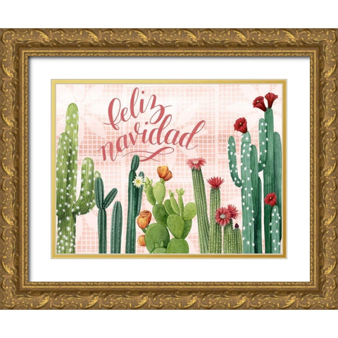 Christmas Cactus Collection A Gold Ornate Wood Framed Art Print with Double Matting by Popp, Grace