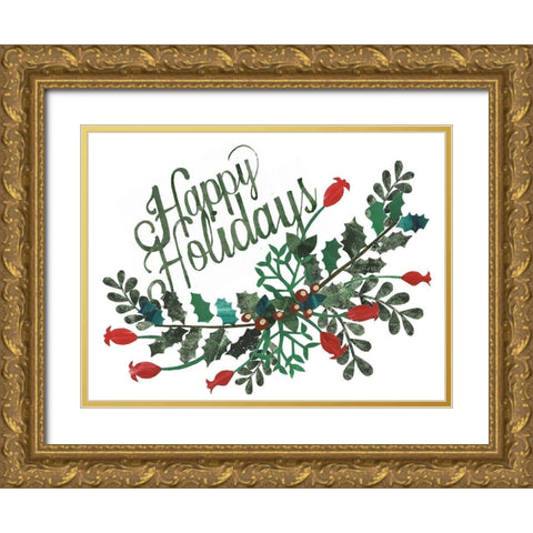 Cut Wreath Christmas Collection A Gold Ornate Wood Framed Art Print with Double Matting by Moore, Regina