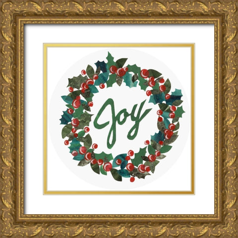 Cut Wreath Christmas Collection C Gold Ornate Wood Framed Art Print with Double Matting by Moore, Regina