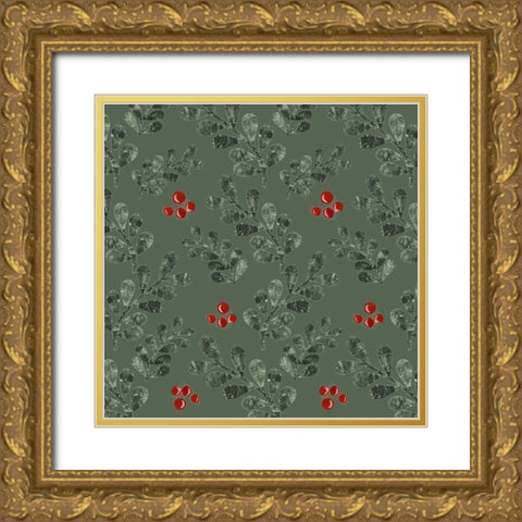 Cut Wreath Christmas Collection I Gold Ornate Wood Framed Art Print with Double Matting by Moore, Regina